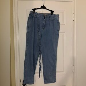 Blue jeans with belt, loops and matching blue jean belt included, Never worn.
